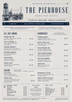 In-Room Tray Service menu template preview