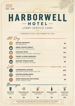 Lobby Service Card menu template preview