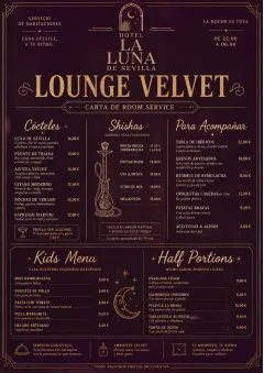 Lounge Velvet menu template preview