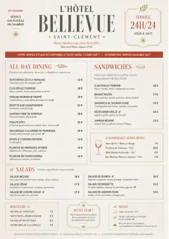 In-Room Tray Service menu template preview