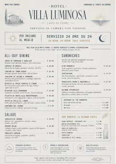 In-Room Tray Service menu template preview