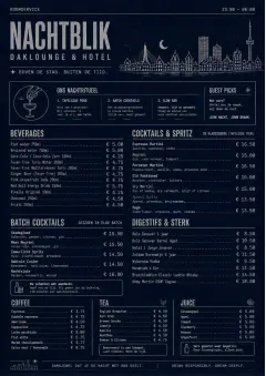 Rooftop Skyline menu template preview