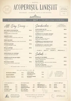 In-Room Tray Service menu template preview