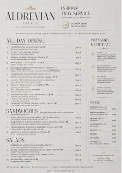 In-Room Tray Service menu template preview