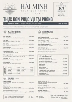 In-Room Tray Service menu template preview