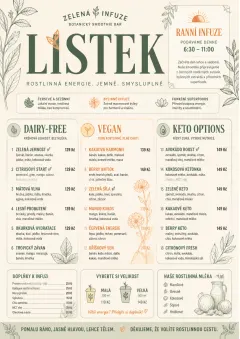 Botanical Infusion menu template preview