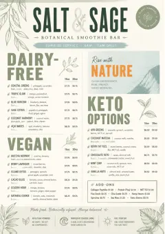Botanical Infusion menu template preview