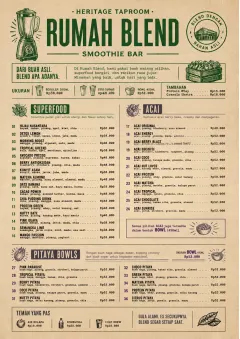 Heritage Taproom menu template preview