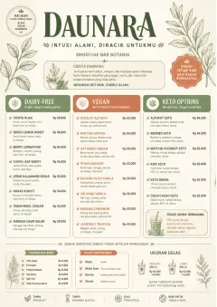 Botanical Infusion menu template preview