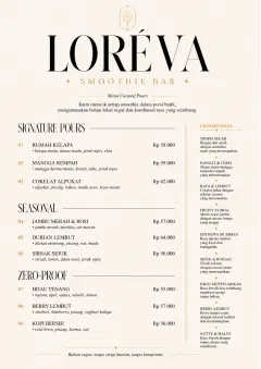 Boutique Pour Card menu template preview