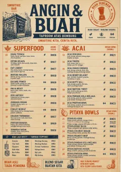 Heritage Taproom menu template preview