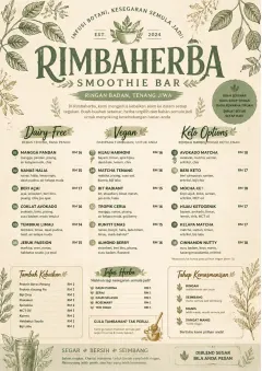 Botanical Infusion menu template preview