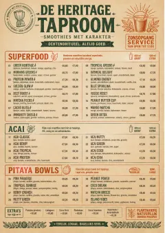 Heritage Taproom menu template preview