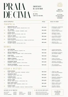 Modern Minimal Pour menu template preview