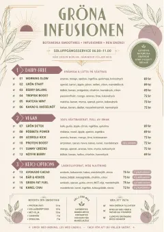 Botanical Infusion menu template preview