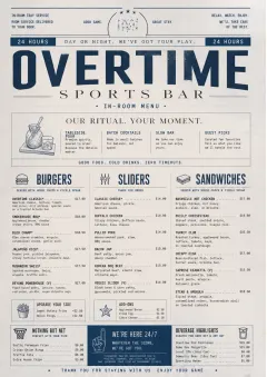 In-Room Tray Service menu template preview