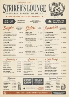 In-Room Tray Service menu template preview