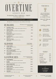 In-Room Tray Service menu template preview