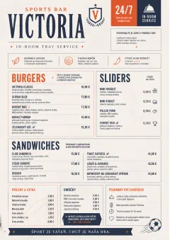 In-Room Tray Service menu template preview