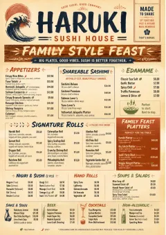 Family Style Feast menu template preview