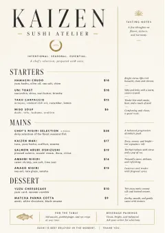 Chef Carte Brève menu template preview