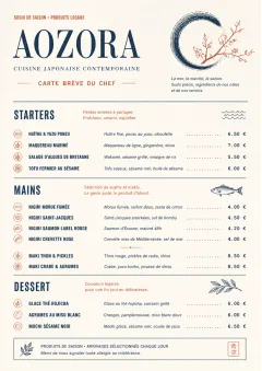 Chef Carte Brève menu template preview