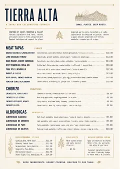 Fine Regional menu template preview