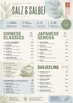 Botanical Infusion menu template preview