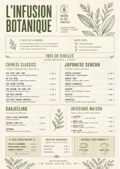 Botanical Infusion menu template preview