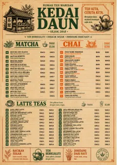Heritage Taproom menu template preview