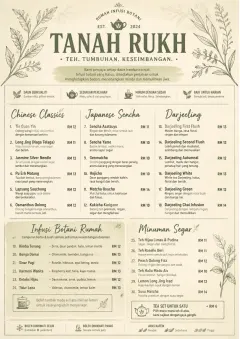 Botanical Infusion menu template preview