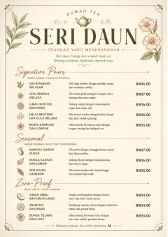 Boutique Pour Card menu template preview