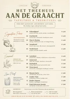 Boutique Pour Card menu template preview