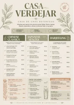 Botanical Infusion menu template preview