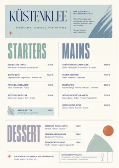 Chef Carte Brève menu template preview