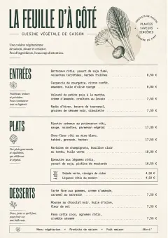 Chef Carte Brève menu template preview