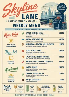 Weekly Board Clean menu template preview