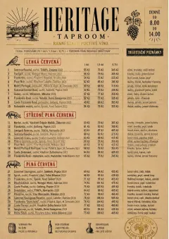 Heritage Taproom menu template preview
