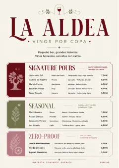Boutique Pour Card menu template preview