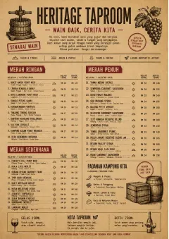 Heritage Taproom menu template preview