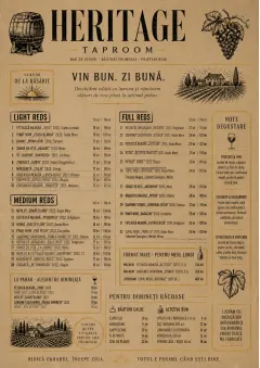 Heritage Taproom menu template preview