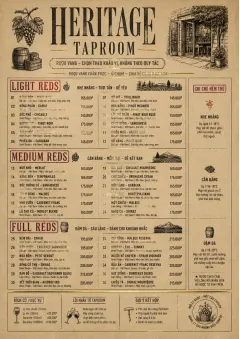 Heritage Taproom menu template preview